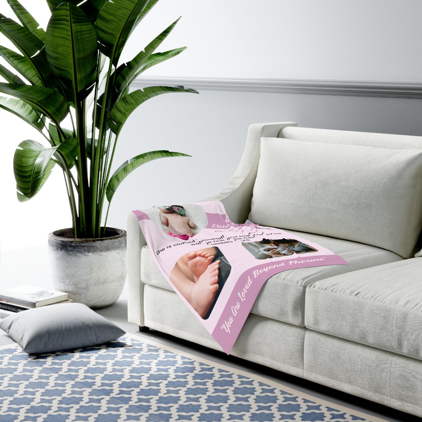 Baby Swaddle Blanket - Personalized Newborn Photo Blanket with Birth Details and Bible Verse, Custom Baby Shower Gift, Nursery Decor, Birth