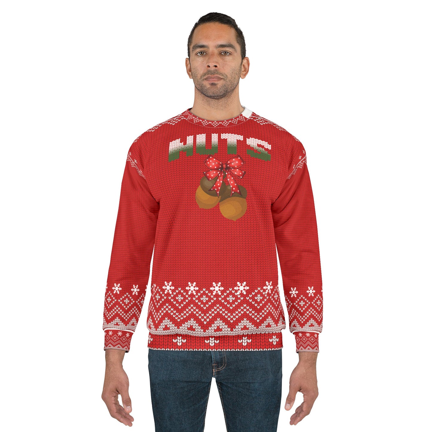 Couples Ugly Christmas Sweater - MATURE - "NUTS" ... goes with "CHEST"