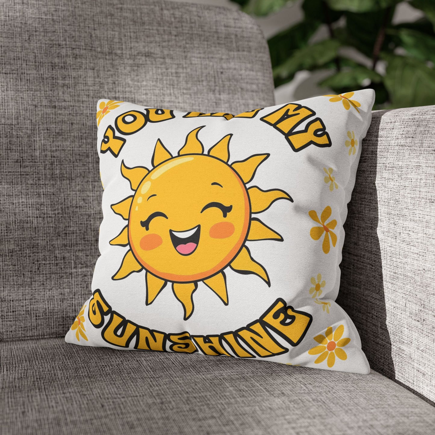 SUNSHINE - Polyester Square Pillowcase - Can be PERSONALIZED, Bedroom Decor, Gift