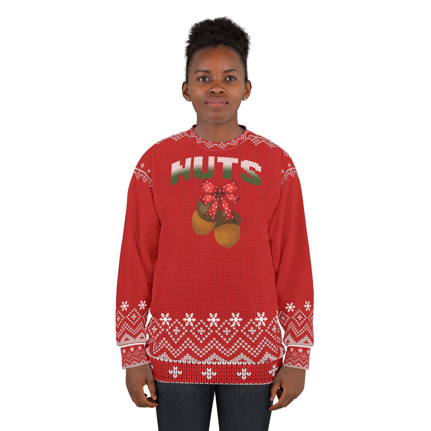 Couples Ugly Christmas Sweater - MATURE - "NUTS" ... goes with "CHEST"