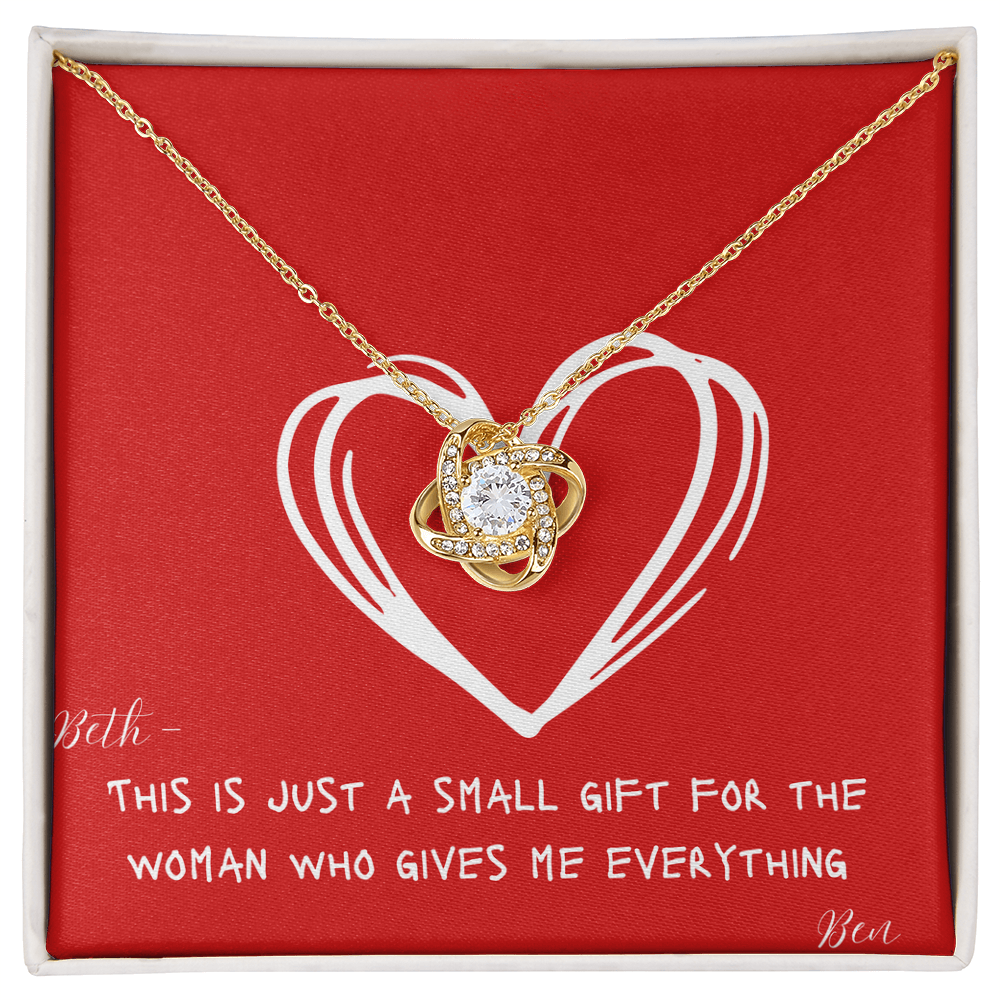 PERSONALIZED - Love Knot Necklace - Valentine's Day or Just Because