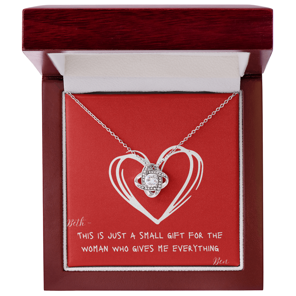 PERSONALIZED - Love Knot Necklace - Valentine's Day or Just Because