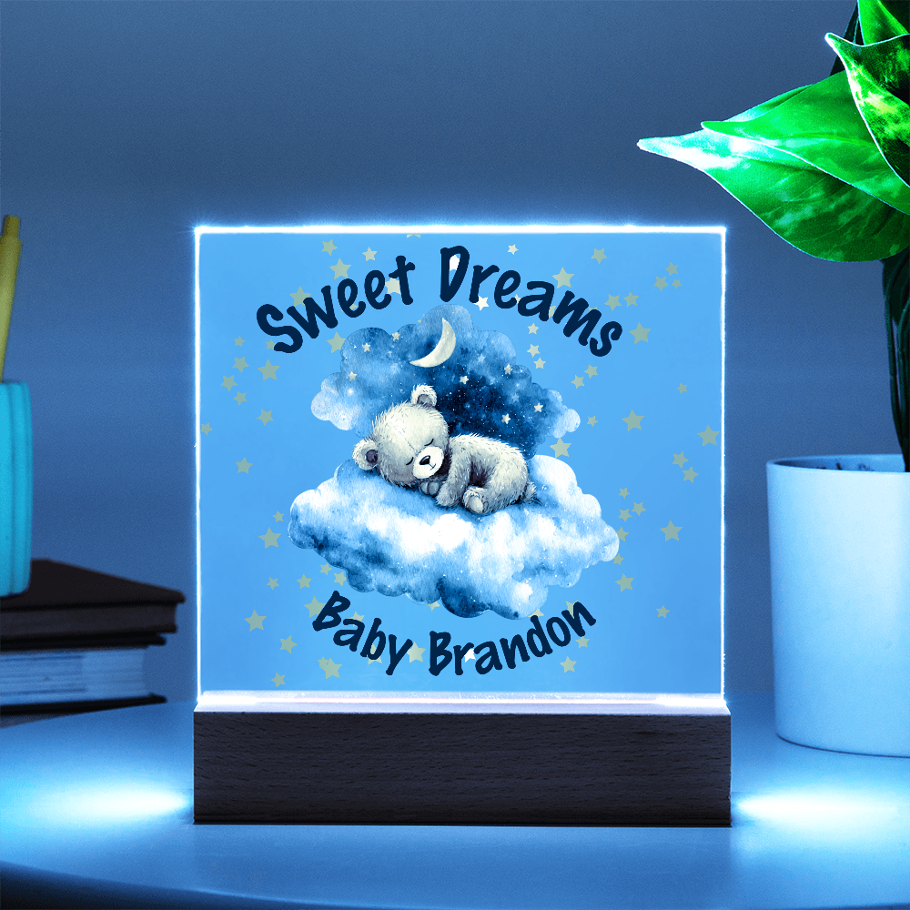 Personalized Baby Night Light • Custom Name Acrylic Nursery Lamp • Sweet Dreams Bear Nightlight • Newborn Gift • Kids Room Decor • Baby Shower Gift