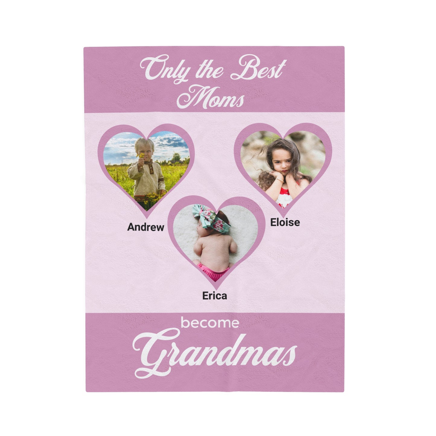 GRANDMOTHER  - Velveteen Plush Blanket - Oma, Nana, GiGi, Meemaw - CUSTOM PERSONALIZED