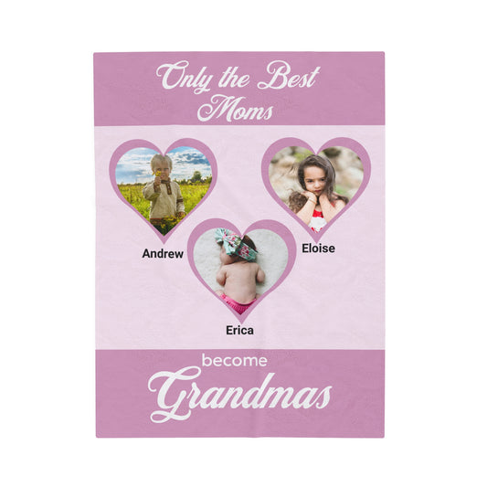 GRANDMOTHER  - Velveteen Plush Blanket - Oma, Nana, GiGi, Meemaw - CUSTOM PERSONALIZED