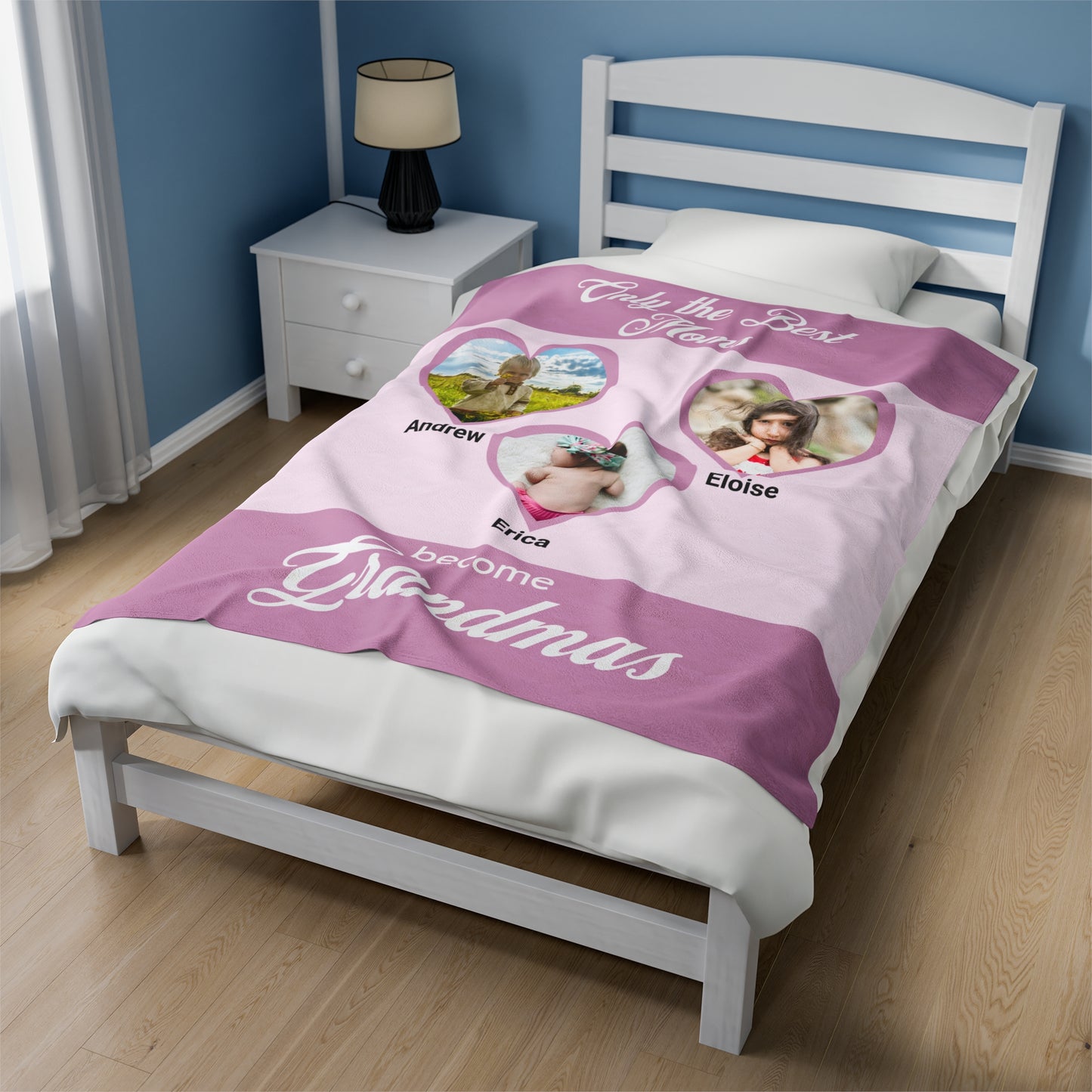 GRANDMOTHER  - Velveteen Plush Blanket - Oma, Nana, GiGi, Meemaw - CUSTOM PERSONALIZED