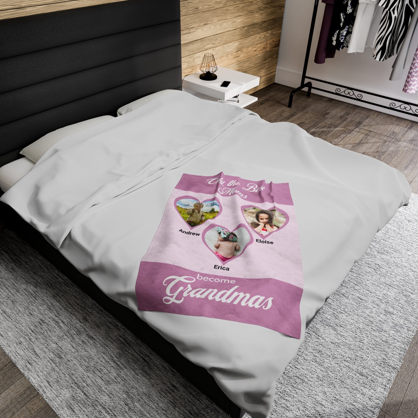 GRANDMOTHER  - Velveteen Plush Blanket - Oma, Nana, GiGi, Meemaw - CUSTOM PERSONALIZED