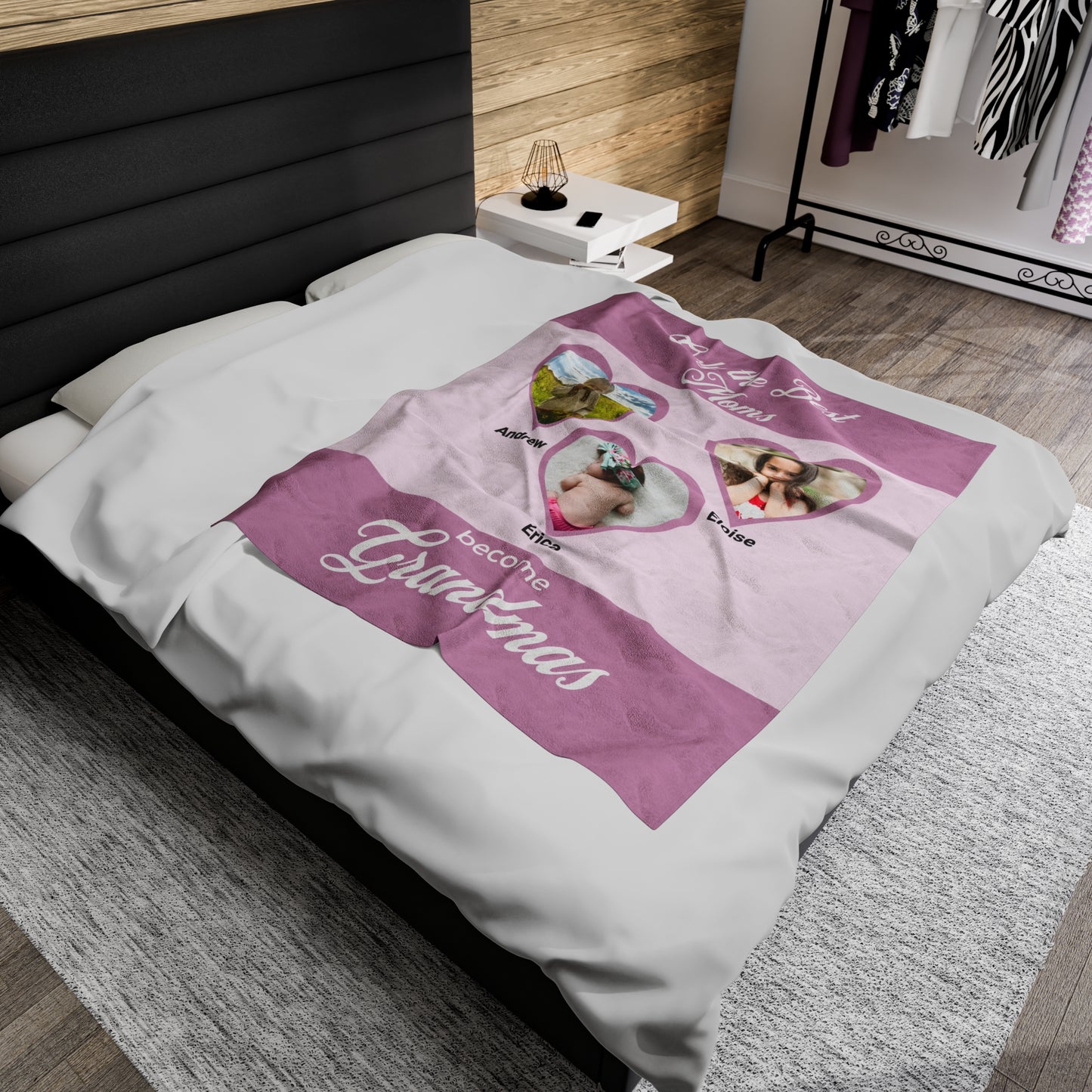 GRANDMOTHER  - Velveteen Plush Blanket - Oma, Nana, GiGi, Meemaw - CUSTOM PERSONALIZED