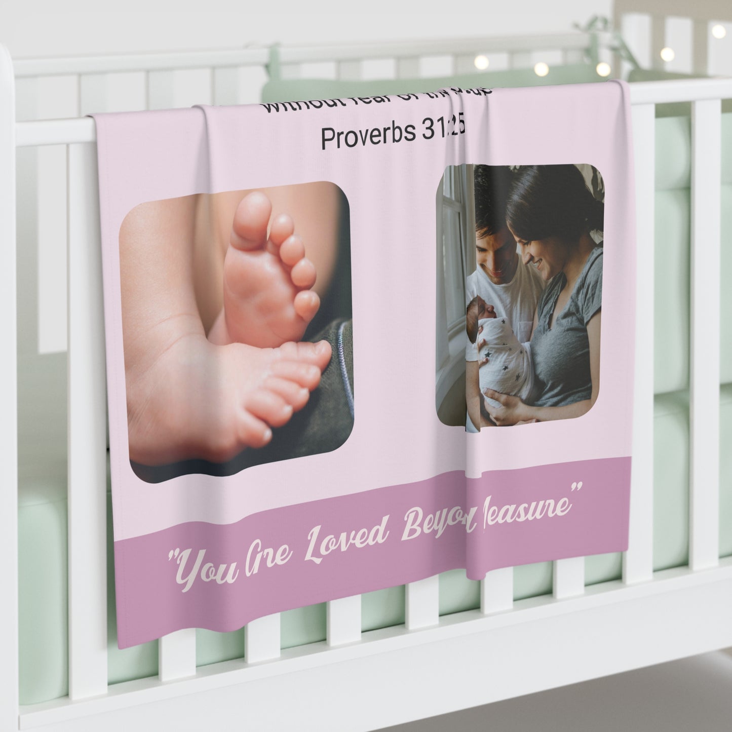 Baby Swaddle Blanket - Personalized Newborn Photo Blanket with Birth Details and Bible Verse, Custom Baby Shower Gift, Nursery Decor, Birth