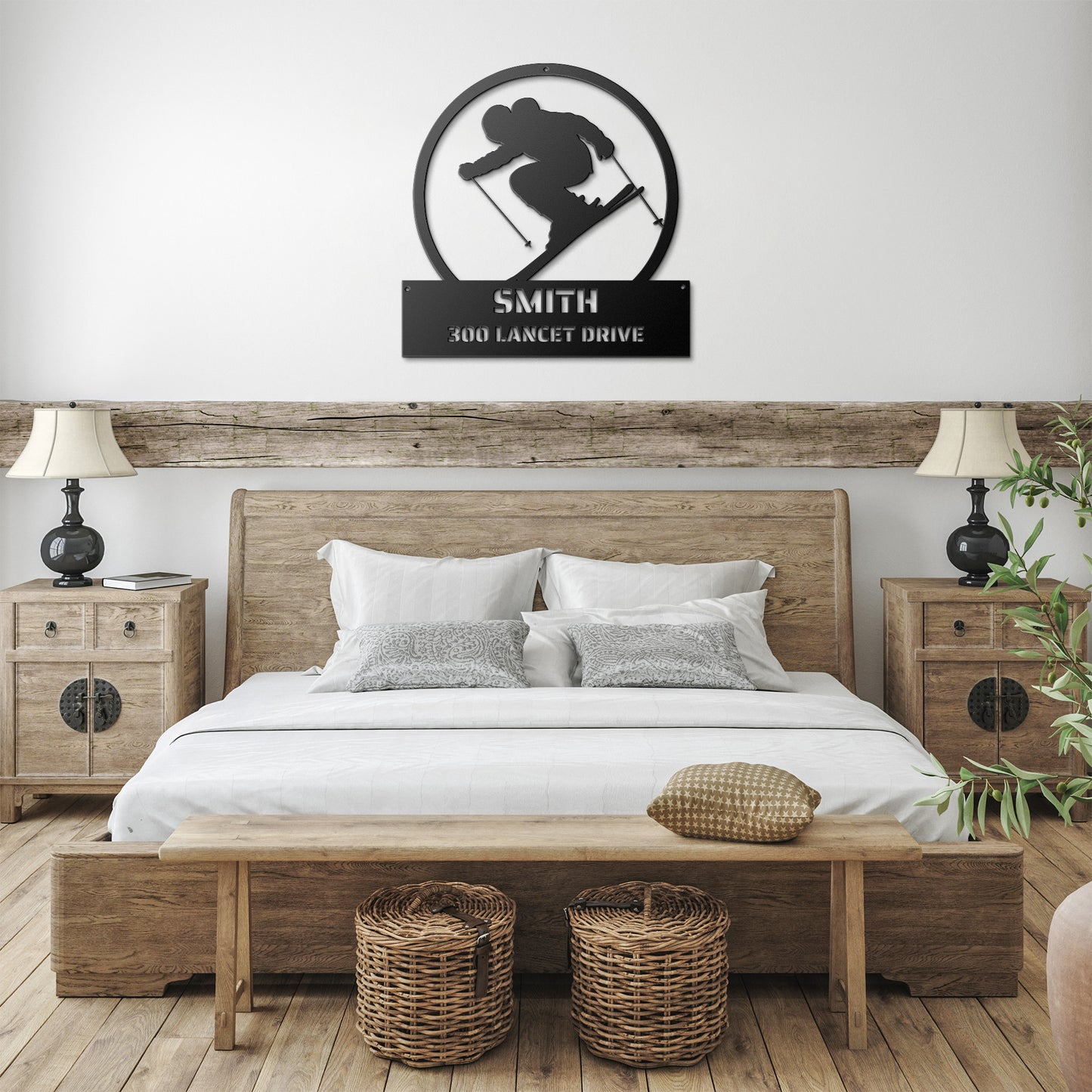 METAL WALL ART - Skiing Skier Address Sign