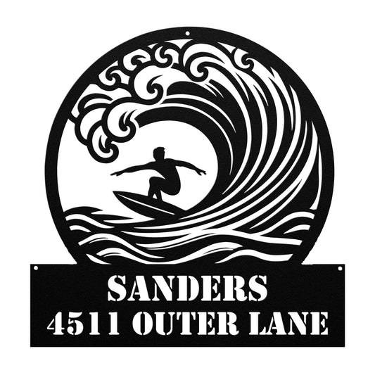 METAL WALL ART - Surfing Address Sign