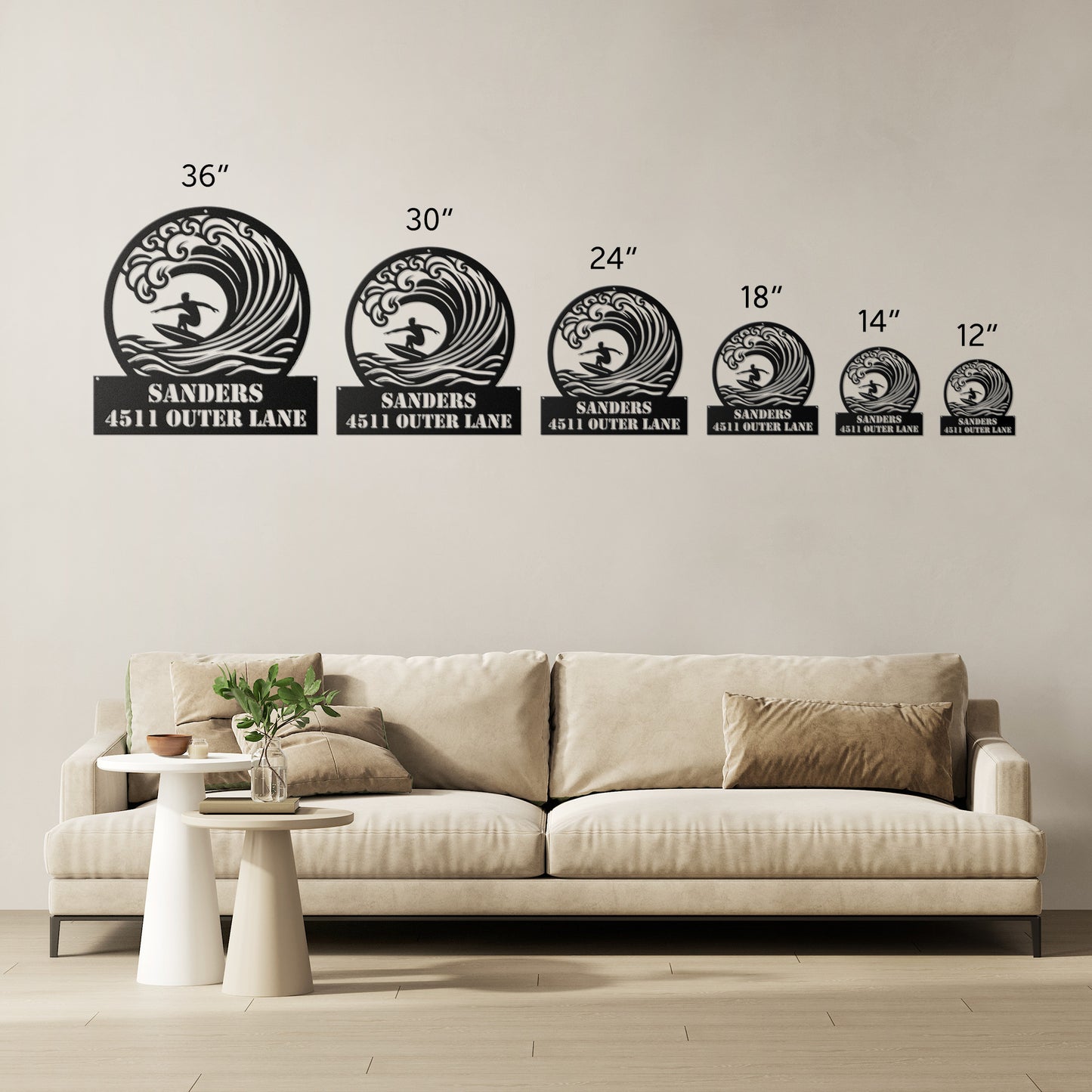 METAL WALL ART - Surfing Address Sign