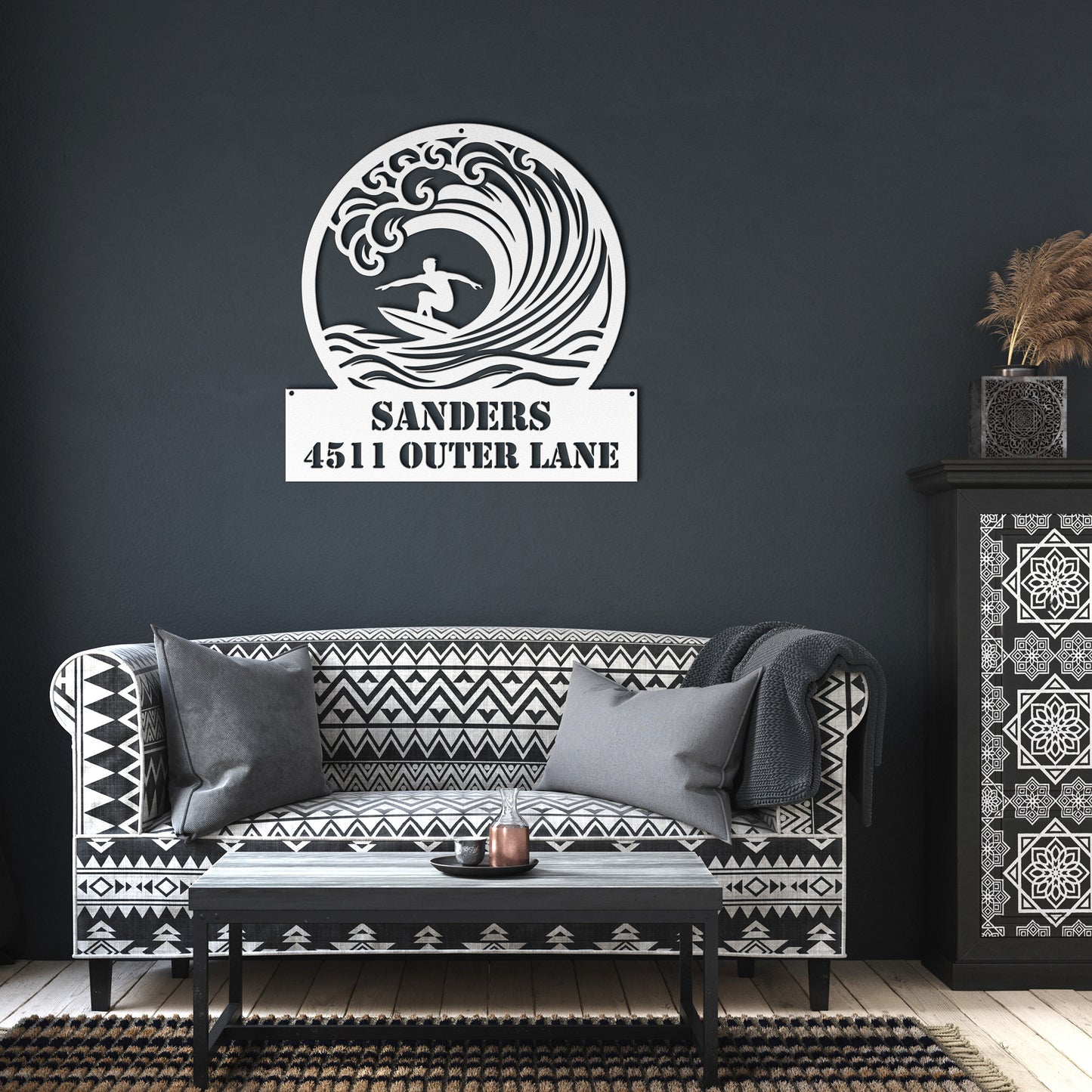 METAL WALL ART - Surfing Address Sign