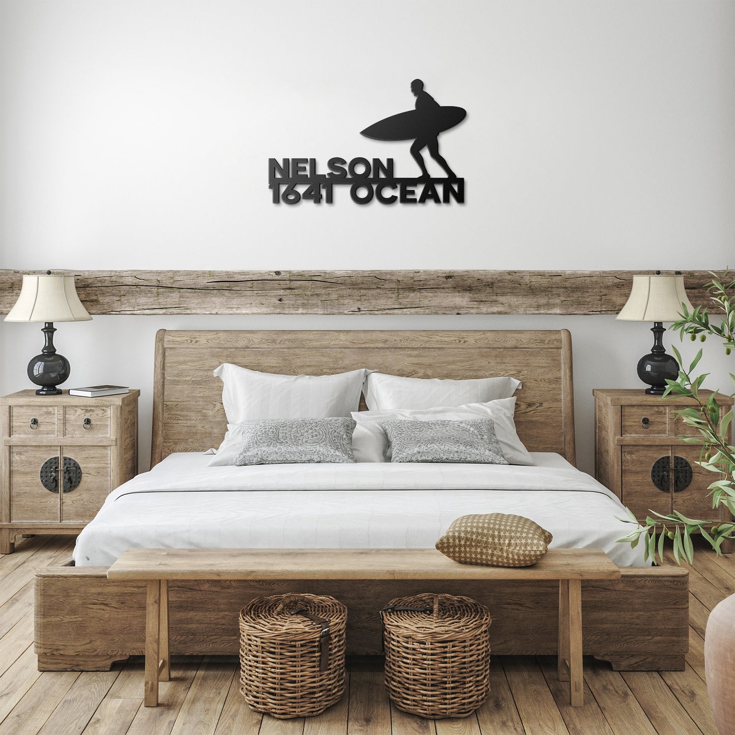 SURFER - Metal Wall NAME and Address Plaque - PERSONALIZED