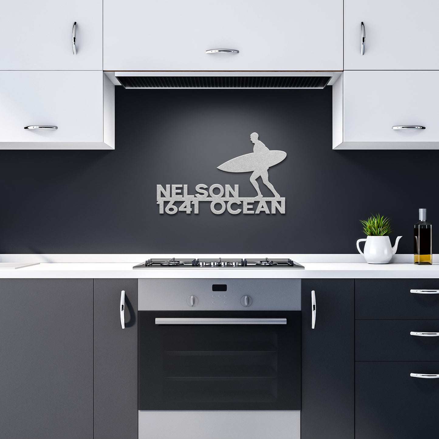 SURFER - Metal Wall NAME and Address Plaque - PERSONALIZED