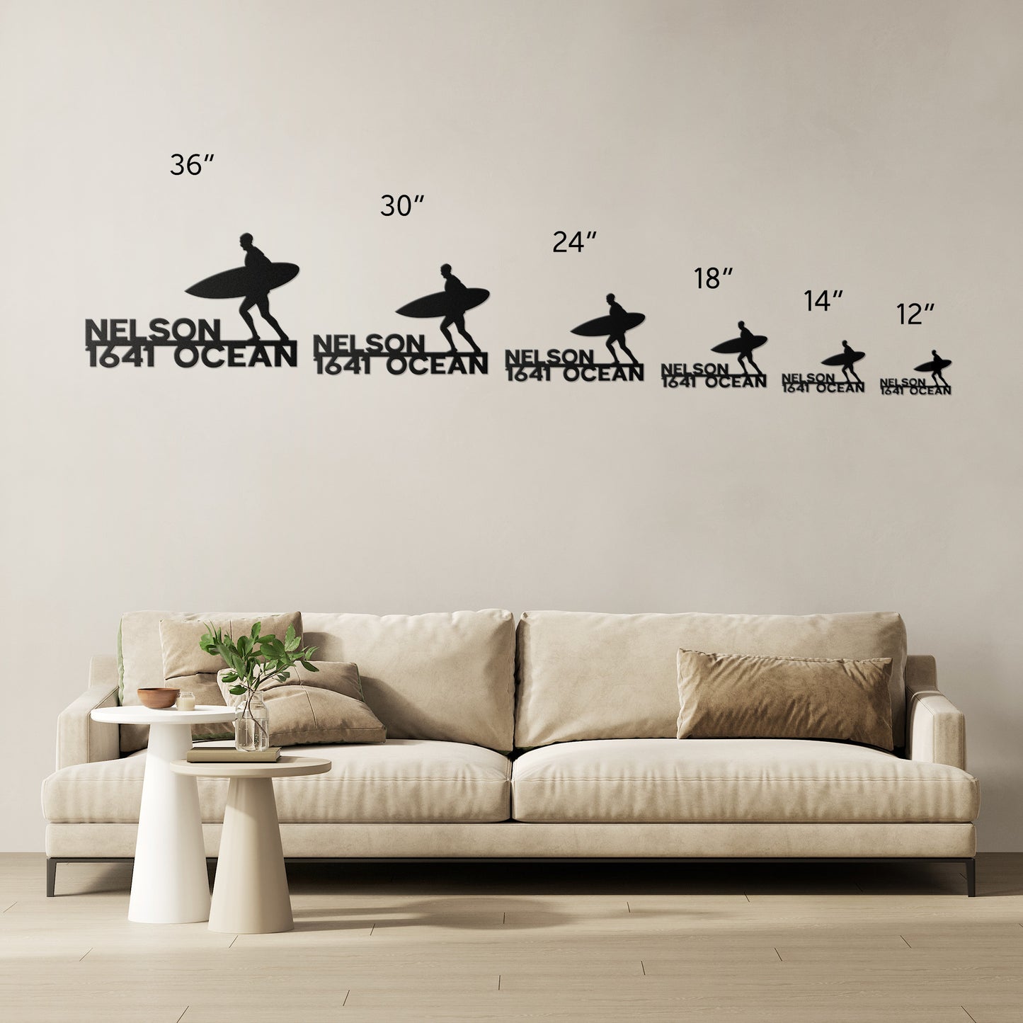 SURFER - Metal Wall NAME and Address Plaque - PERSONALIZED