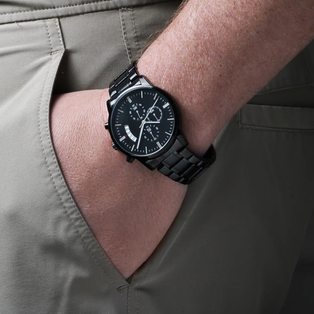 PERSONALIZED - Stainless Steel Watch; Gift for Him, Gift to Military Son, Gift to Military Husband, Gift to Military Dad