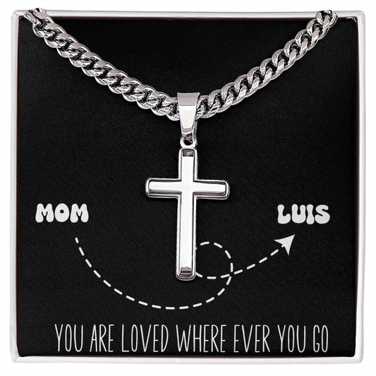 PERSONALIZED Men's Cuban Chain & Cross Necklace