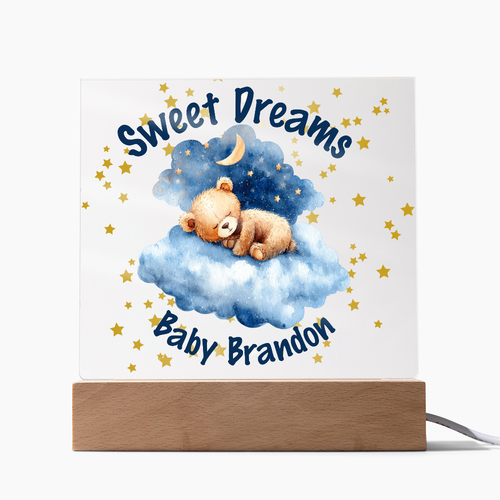 Personalized Baby Night Light • Custom Name Acrylic Nursery Lamp • Sweet Dreams Bear Nightlight • Newborn Gift • Kids Room Decor • Baby Shower Gift