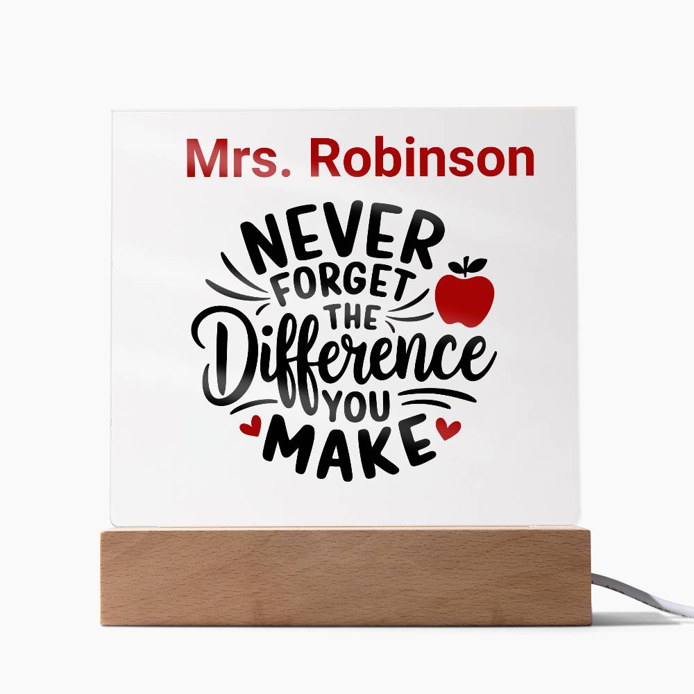 TEACHER GIFT - Lighted Acrylic Plaque - Personalized