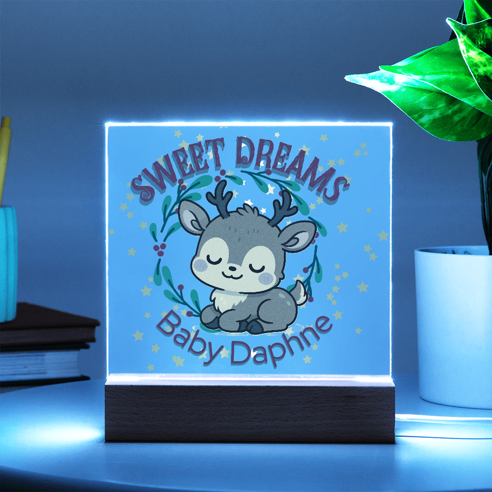 Personalized Christmas Night Light • Custom Baby Name Acrylic Nursery Lamp • Cute Reindeer Holiday Nightlight • Baby's First Christmas Gift • Kids Room Decor