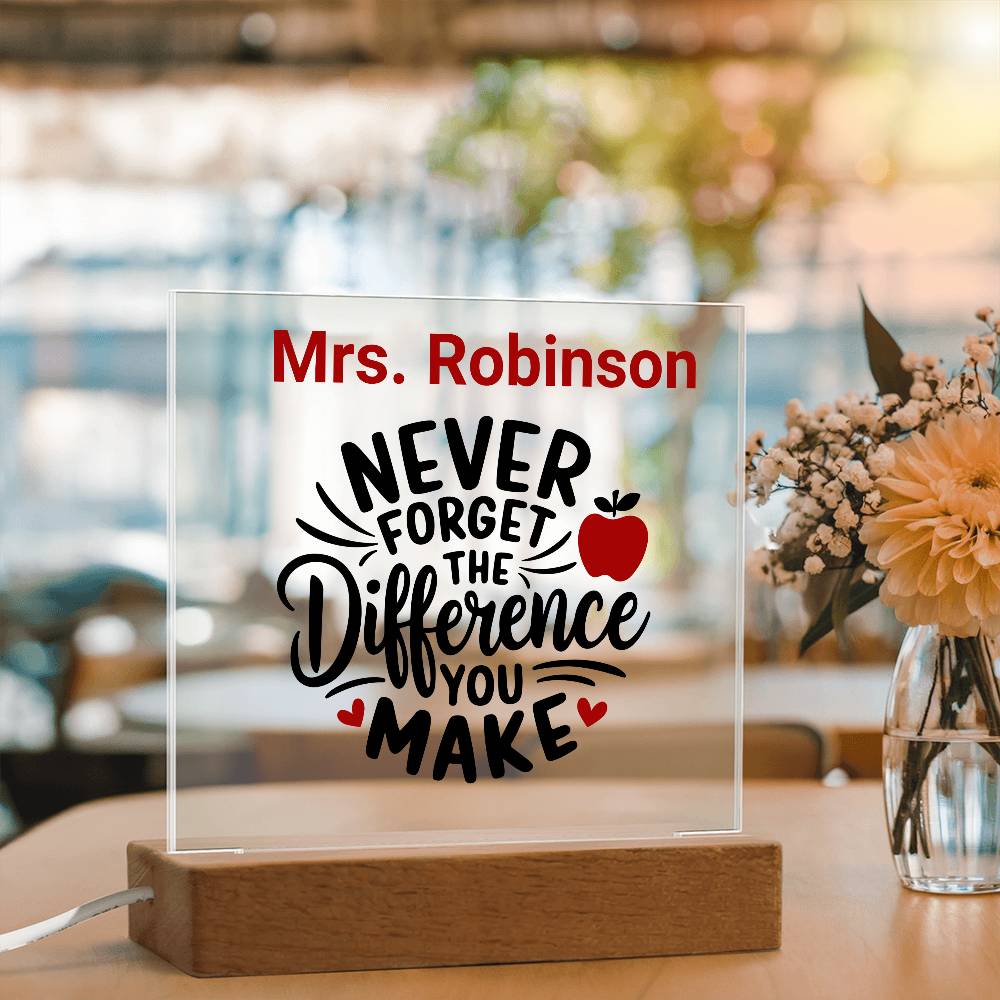 TEACHER GIFT - Lighted Acrylic Plaque - Personalized