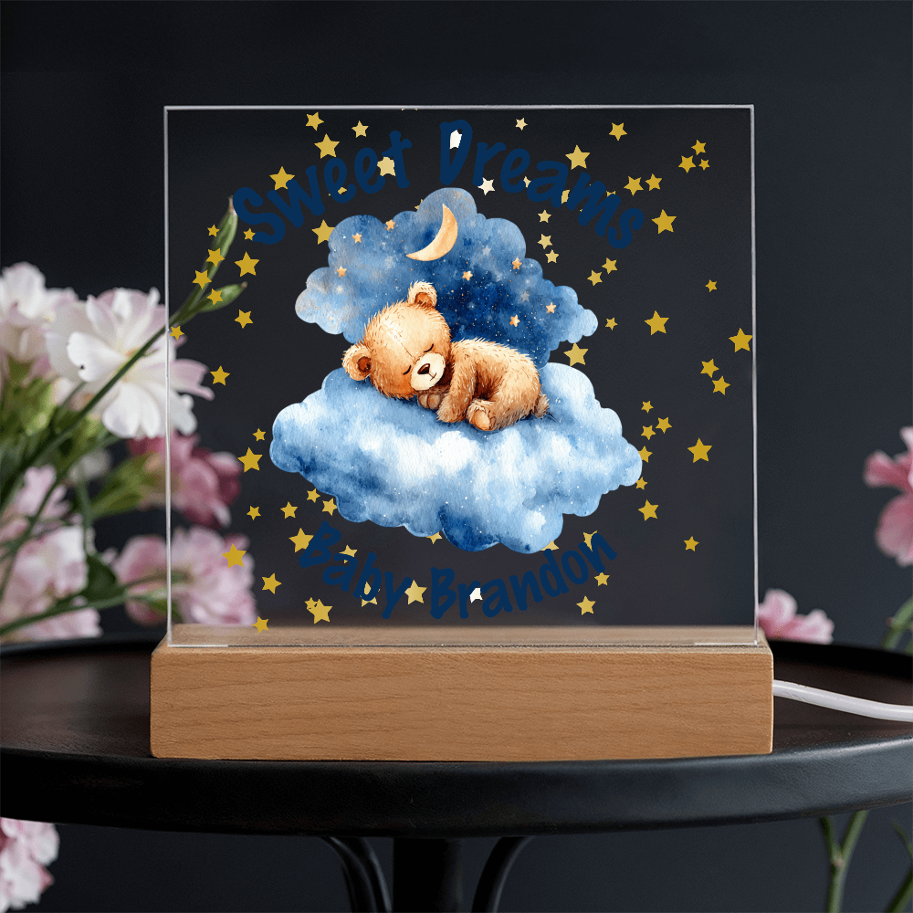 Personalized Baby Night Light • Custom Name Acrylic Nursery Lamp • Sweet Dreams Bear Nightlight • Newborn Gift • Kids Room Decor • Baby Shower Gift