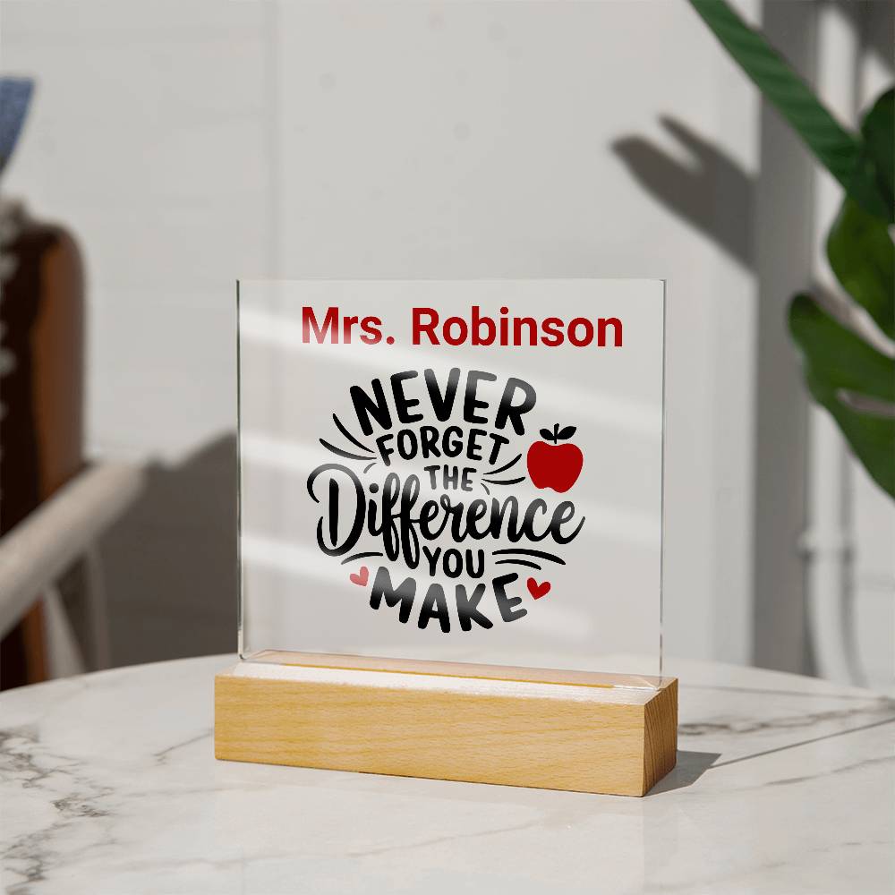 TEACHER GIFT - Lighted Acrylic Plaque - Personalized