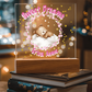 Personalized Baby Night Light • Custom Name Acrylic Nursery Lamp • Sweet Dreams Bear Nightlight • Pink Floral Baby Gift • Girls Room Decor • Newborn Keepsake